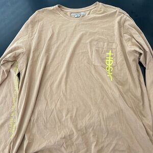 Hudson Jeans Tan Long Sleeve Tee with Yellow Graphic